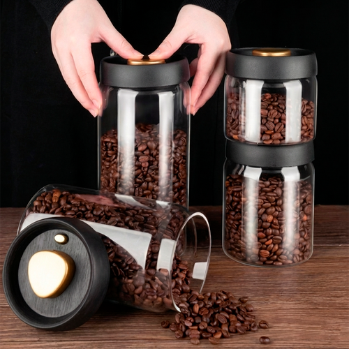 Airtight Vacuum Glass Jar (900 ml) — Coffee Bean Canister