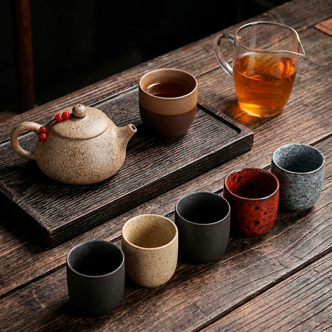 Handmade Japanese Stoneware Cup Set