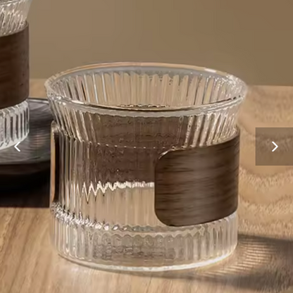 Minimal Japanese Glass Cup 170ml with Walnut Grip