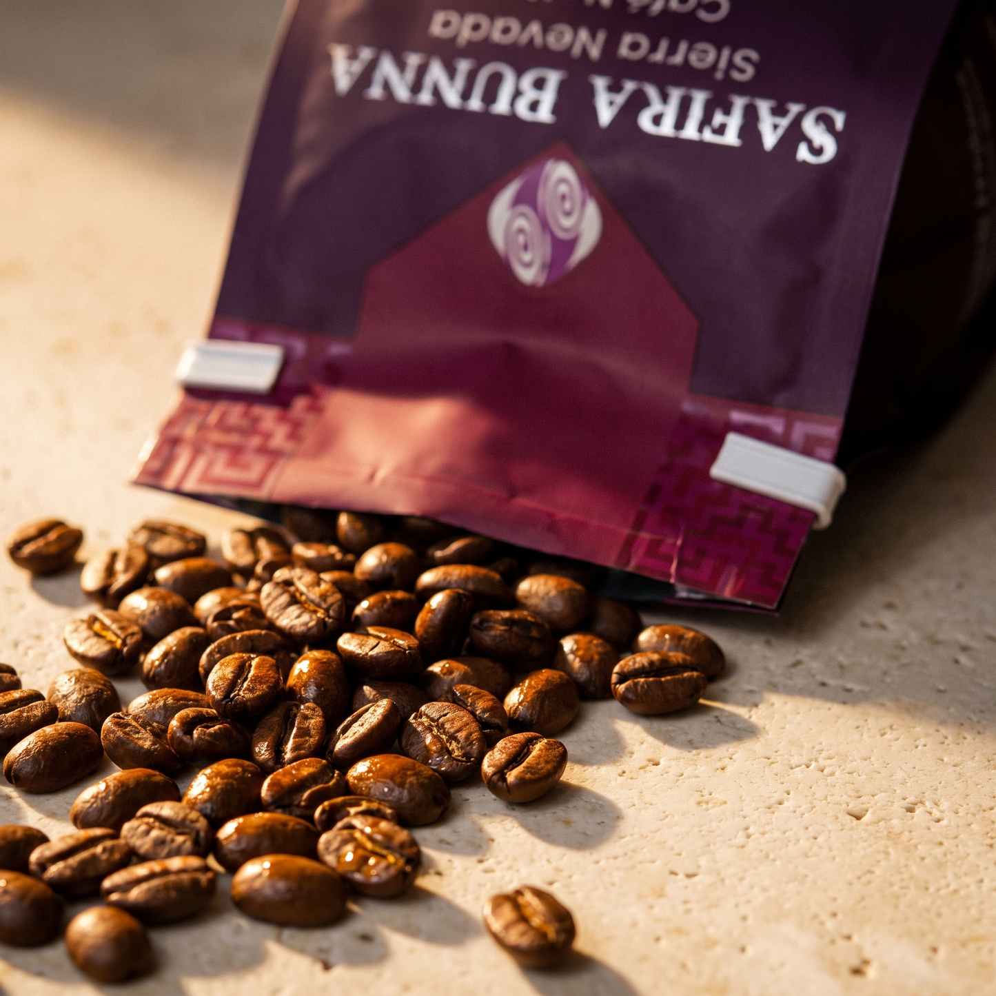 Safira Bunna — macro of freshly roasted coffee beans